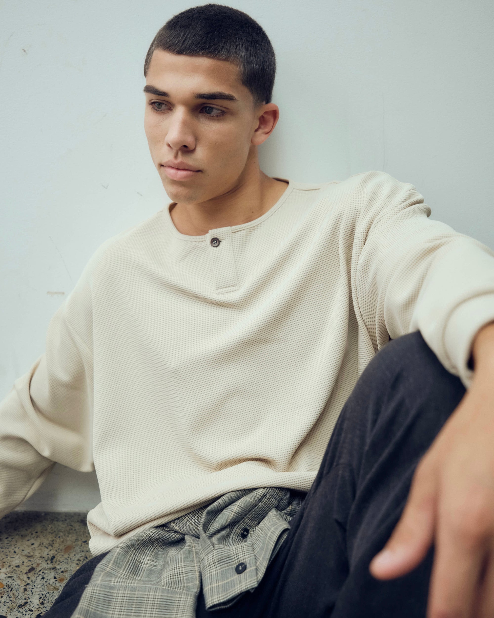 Waffle Henley Long Sleeve
