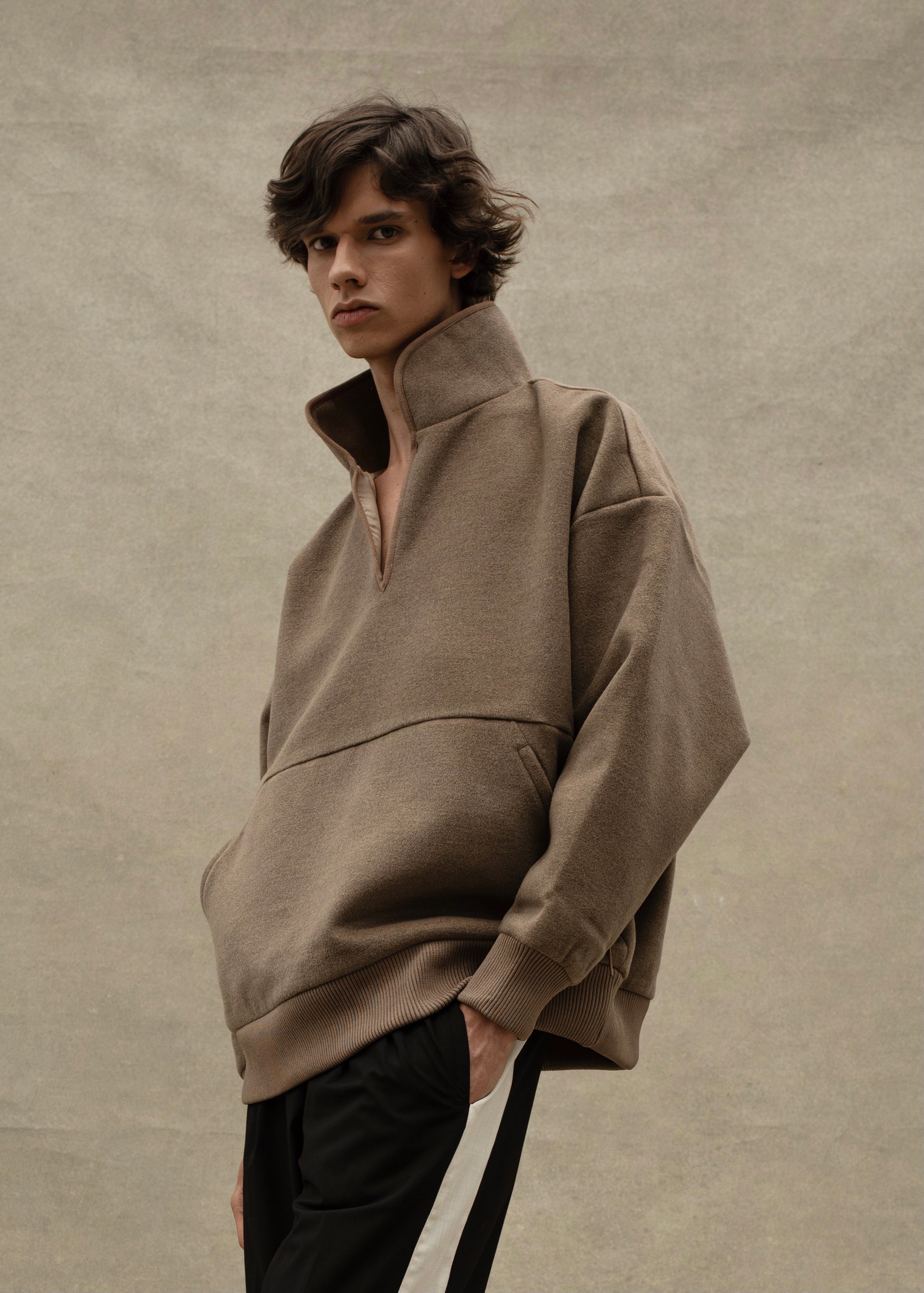 Felt V-Neck Pullover