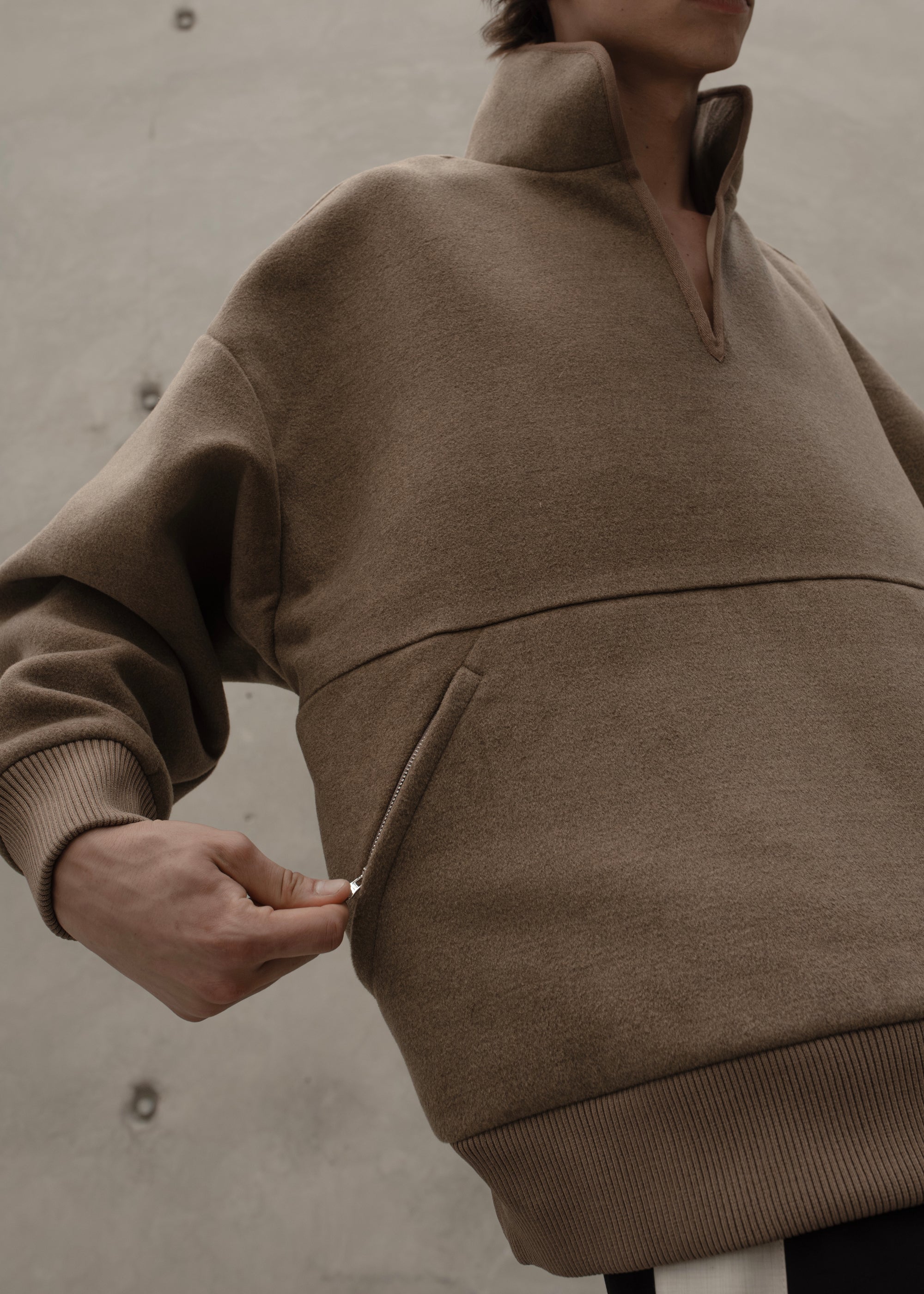 Felt V-Neck Pullover